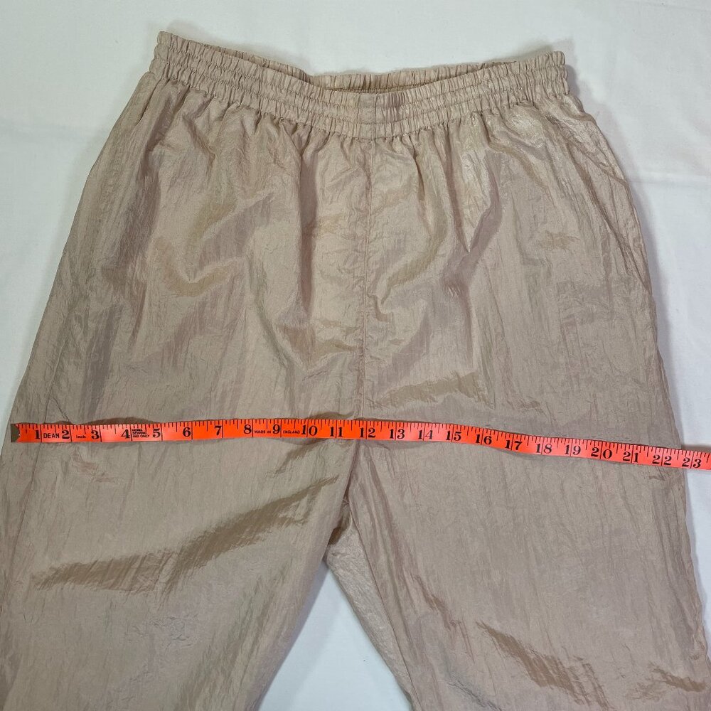 Vintage 90s Lavon Track Pants Shimmer Metallic Gold Tan Nylon Size L - Picture 8 of 14
